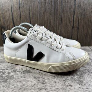 VEJA Esplar Leather Sneakers White Black Low Top Lace Up Women's 36/US 5